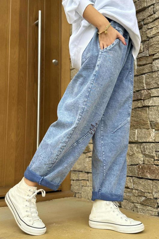 Duran Zig Barrel Leg Jean Vintage Washed Denim